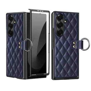 For Samsung Galaxy Z Fold7 VIETAO Diamond Pattern Metal Ring PU Leather Phone Case(Blue)