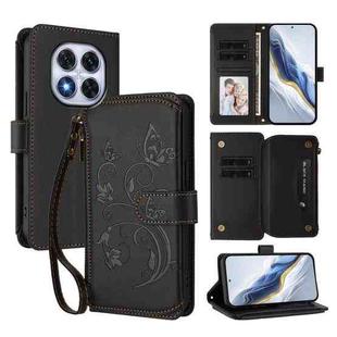For Redmi Note 14 Pro 5G / Note 14 Pro+ 5G Butterfly Love Flower Multi-card Zipper Wallet Leather Phone Case(Black)