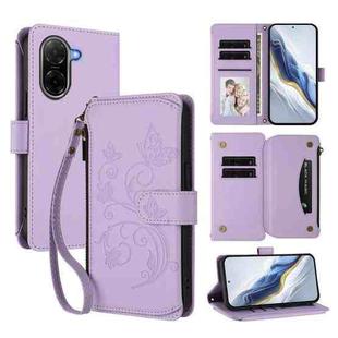 For Redmi A5 4G 173.3mm Butterfly Love Flower Multi-card Zipper Wallet Leather Phone Case(Light Purple)
