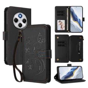 For Redmi A4 5G / A3 Pro / 14C 4G / 14R Butterfly Love Flower Multi-card Zipper Wallet Leather Phone Case(Black)