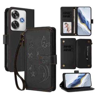 For Xiaomi Poco F6 Butterfly Love Flower Multi-card Zipper Wallet Leather Phone Case(Black)