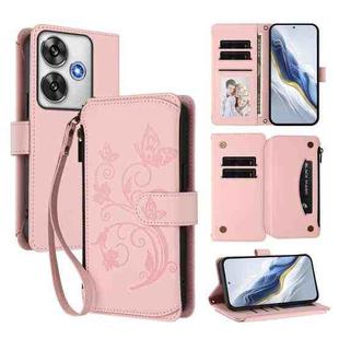 For Xiaomi Poco F6 Butterfly Love Flower Multi-card Zipper Wallet Leather Phone Case(Pink)