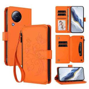 For Xiaomi Civi 3 Butterfly Love Flower Multi-card Zipper Wallet Leather Phone Case(Orange)