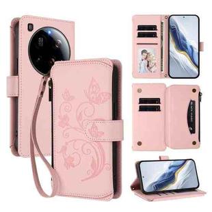 For Xiaomi 15 Ultra Butterfly Love Flower Multi-card Zipper Wallet Leather Phone Case(Pink)