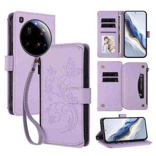 For Xiaomi 15 Ultra Butterfly Love Flower Multi-card Zipper Wallet Leather Phone Case(Light Purple)