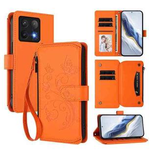 For Xiaomi 14T Butterfly Love Flower Multi-card Zipper Wallet Leather Phone Case(Orange)