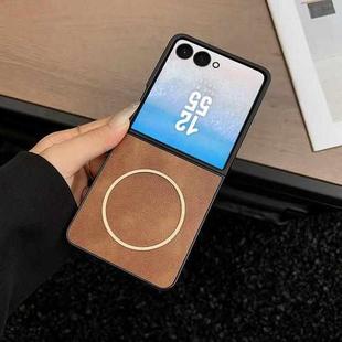 For Samsung Galaxy Z Flip5 Crazy Horse Texture MagSafe Phone Case(Brown)