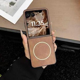 For Motorola Razr 60 Ultra Crazy Horse Texture MagSafe Phone Case(Brown)