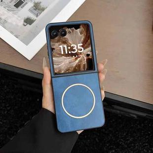 For Motorola Razr 50 Ultra Crazy Horse Texture MagSafe Phone Case(Blue)