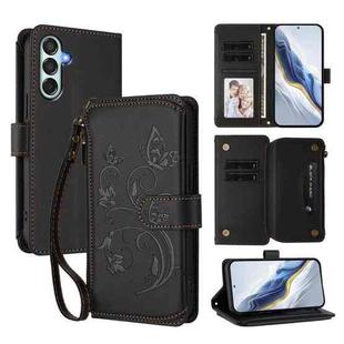 For Samsung Galaxy M15 5G / F15 5G Butterfly Love Flower Multi-card Zipper Wallet Leather Phone Case(Black)