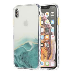 For iPhone X / XS Marble Pattern Glittery Powder Shockproof TPU Case with Detachable Buttons(Green)