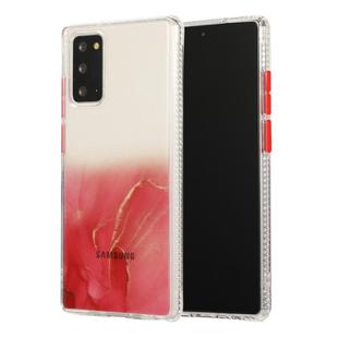 For Samsung Galaxy Note 20 Marble Pattern Glittery Powder Shockproof TPU Case with Detachable Buttons(Red)