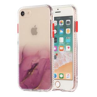 For iPhone SE 2022 / SE 2020 / 8 / 7 Marble Pattern Glittery Powder Shockproof TPU Case with Detachable Buttons(Purple)