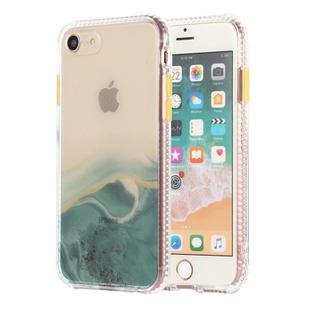 For iPhone SE 2022 / SE 2020 / 8 / 7 Marble Pattern Glittery Powder Shockproof TPU Case with Detachable Buttons(Green)