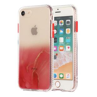 For iPhone SE 2022 / SE 2020 / 8 / 7 Marble Pattern Glittery Powder Shockproof TPU Case with Detachable Buttons(Red)