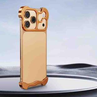 For iPhone 17 Pro Max Frameless Metal Corner Pad Phone Case with Lens Film(Gold)