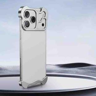 For iPhone 17 Pro Frameless Metal Corner Pad Phone Case with Lens Film(Silver)