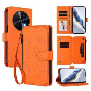 For Huawei nova 12i 4G / 13i  4G Butterfly Love Flower Multi-card Zipper Wallet Leather Phone Case(Orange)