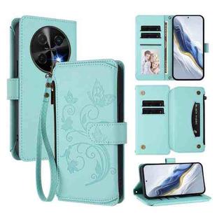 For Huawei nova 12i 4G / 13i  4G Butterfly Love Flower Multi-card Zipper Wallet Leather Phone Case(Mint Green)