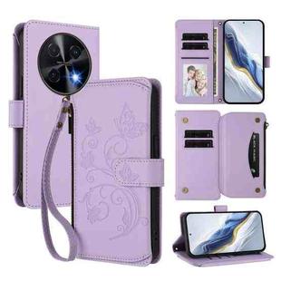 For Huawei nova 12i 4G / 13i  4G Butterfly Love Flower Multi-card Zipper Wallet Leather Phone Case(Light Purple)
