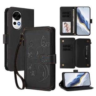 For Huawei nova 13 / 12 Butterfly Love Flower Multi-card Zipper Wallet Leather Phone Case(Black)