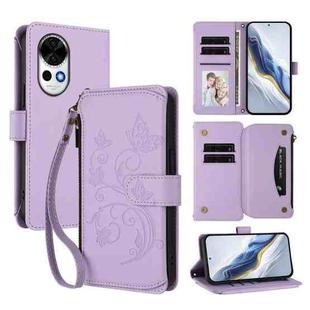 For Huawei nova 13 / 12 Butterfly Love Flower Multi-card Zipper Wallet Leather Phone Case(Light Purple)