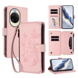 For Huawei nova 14 5G Butterfly Love Flower Multi-card Zipper Wallet Leather Phone Case(Pink)