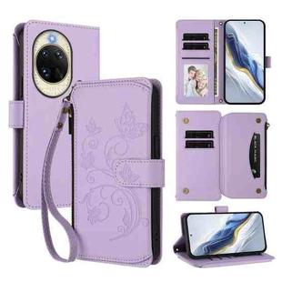For Huawei nova 14 5G Butterfly Love Flower Multi-card Zipper Wallet Leather Phone Case(Light Purple)