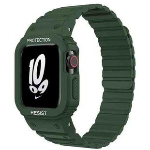 For Apple Watch Series 10 42mm xDfind Magnetic Silicone Watch Band with Integrated Watch Cover(Green)
