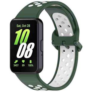 For Samsung Galaxy Fit 3 xDfind Two Color Silicone Breathable Watch Band(Dark Green White)