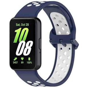 For Samsung Galaxy Fit 3 xDfind Two Color Silicone Breathable Watch Band(Midnight Blue White)