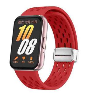 For Samsung Galaxy Fit 3 xDfind Mesh Magnetic Silver Buckle Silicone Watch Strap(Red)