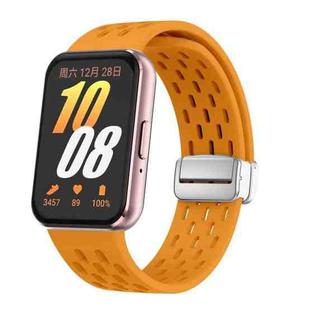 For Samsung Galaxy Fit 3 xDfind Mesh Magnetic Silver Buckle Silicone Watch Strap(Yellow)