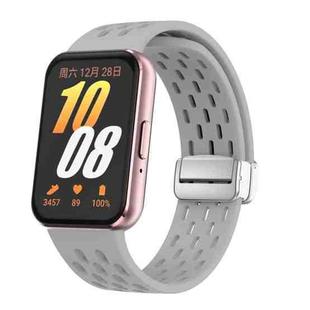 For Samsung Galaxy Fit 3 xDfind Mesh Magnetic Silver Buckle Silicone Watch Strap(Grey)