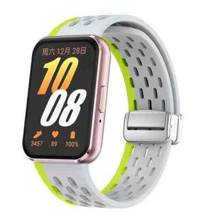 For Samsung Galaxy Fit 3 xDfind Mesh Magnetic Silver Buckle Silicone Watch Strap(Wild Path Grey Green)