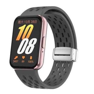 For Samsung Galaxy Fit 3 xDfind Mesh Magnetic Silver Buckle Silicone Watch Strap(Dark Gray)