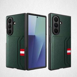 For Samsung Galaxy Z Fold7 5G Integrated Webbing Card Slot Litchi Skin Pasting Phone Case(Green)