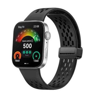 For Huawei Watch Fit4 Pro / Fit4 / Fit3 xDfind Hole Style Magnetic Black Buckle Silicone Watch Band(Black)