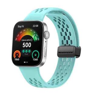 For Huawei Watch Fit4 Pro / Fit4 / Fit3 xDfind Hole Style Magnetic Black Buckle Silicone Watch Band(Teal)