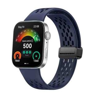 For Huawei Watch Fit4 Pro / Fit4 / Fit3 xDfind Hole Style Magnetic Black Buckle Silicone Watch Band(Midnight Blue)