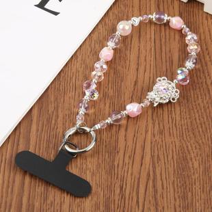 Magnificent Bead Chain Universal Phone Anti-lost Crystal Beads Charm Strap(Pink)