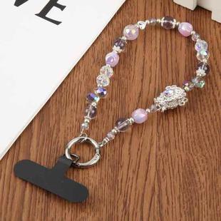 Magnificent Bead Chain Universal Phone Anti-lost Crystal Beads Charm Strap(Purple)