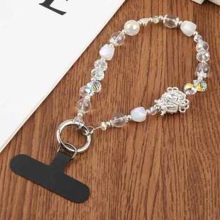 Magnificent Bead Chain Universal Phone Anti-lost Crystal Beads Charm Strap(White)