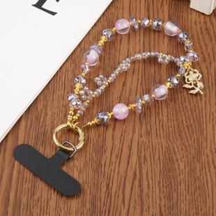 Flower Bead Chain Universal Phone Anti-lost Crystal Beads Charm Strap(Purple)