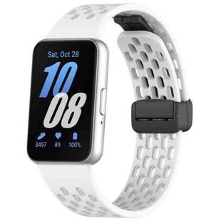 For Samsung Galaxy Fit3 xDfind Hole Style Magnetic Black Buckle Silicone Watch Band(White)