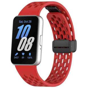 For Samsung Galaxy Fit3 xDfind Hole Style Magnetic Black Buckle Silicone Watch Band(Red)