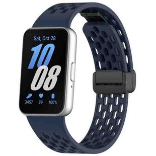 For Samsung Galaxy Fit3 xDfind Hole Style Magnetic Black Buckle Silicone Watch Band(Midnight Blue)