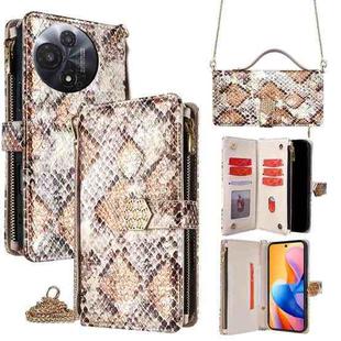 For TCL 60R 5G Crossbody Handle Snake Texture Leather Phone Case(White)