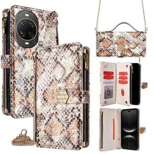 For Huawei nova 14 Ultra 5G Crossbody Handle Snake Texture Leather Phone Case(White)