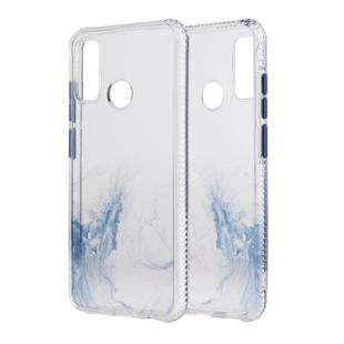 For Huawei P Smart 2020 Marble Pattern Glittery Powder Shockproof TPU Case with Detachable Buttons(Baby Blue)